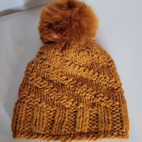 Free People Mustard Knit Pom-Pom Hat - Picture 2 of 6